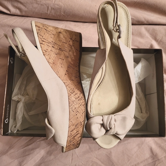 Franco Sarto cork wedge sling backs size 8 - Picture 1 of 13